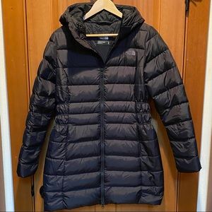 North Face women’s black long puffy